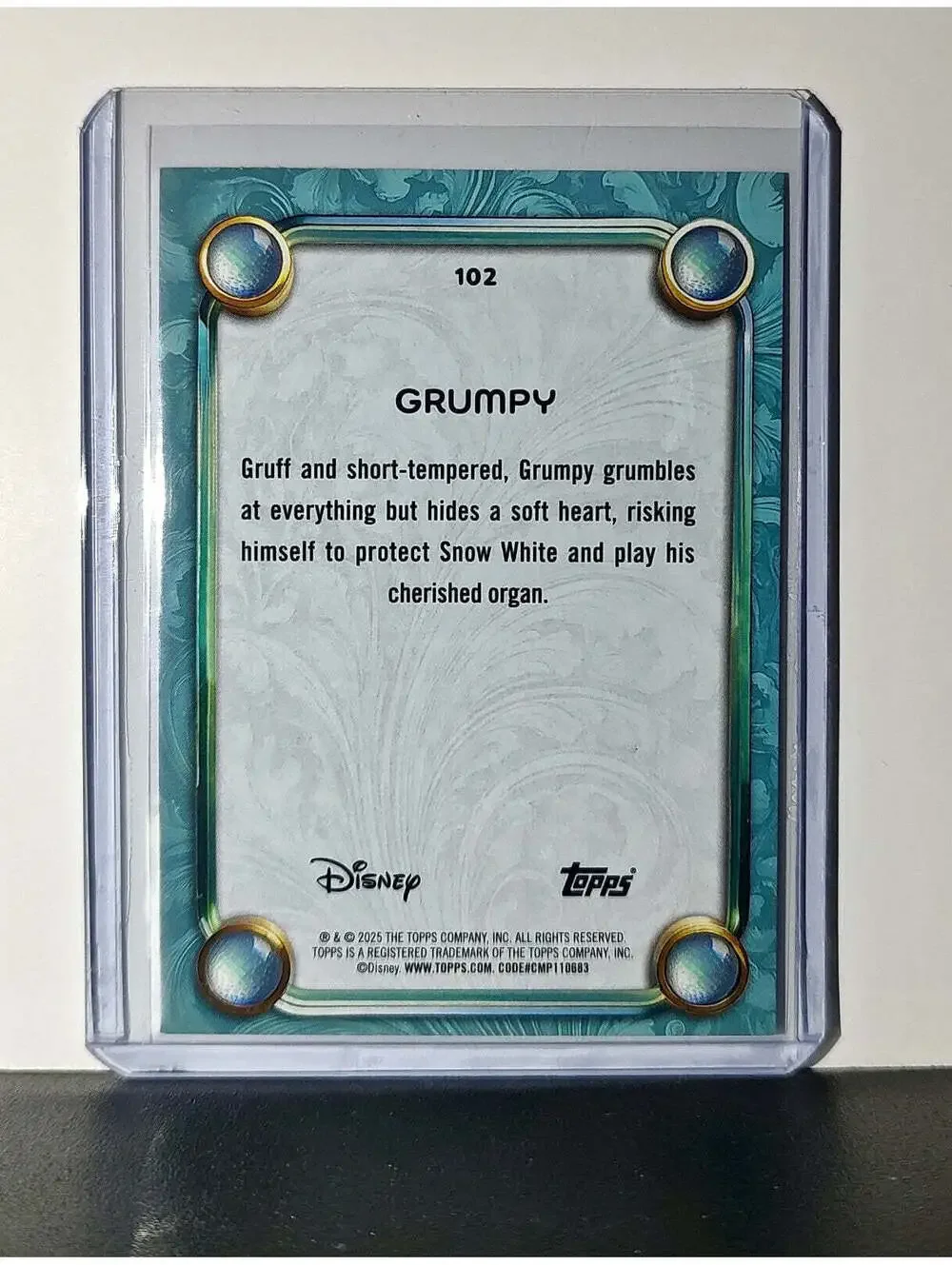 Grumpy 2025 Topps Disney Wonder #102 Diamond Card Snow White & the Seven Dwarfs